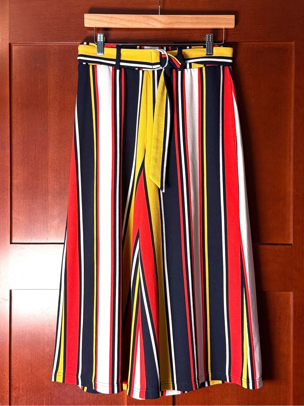 Almost Famous Striped High Waisted Pants Belted Size Large